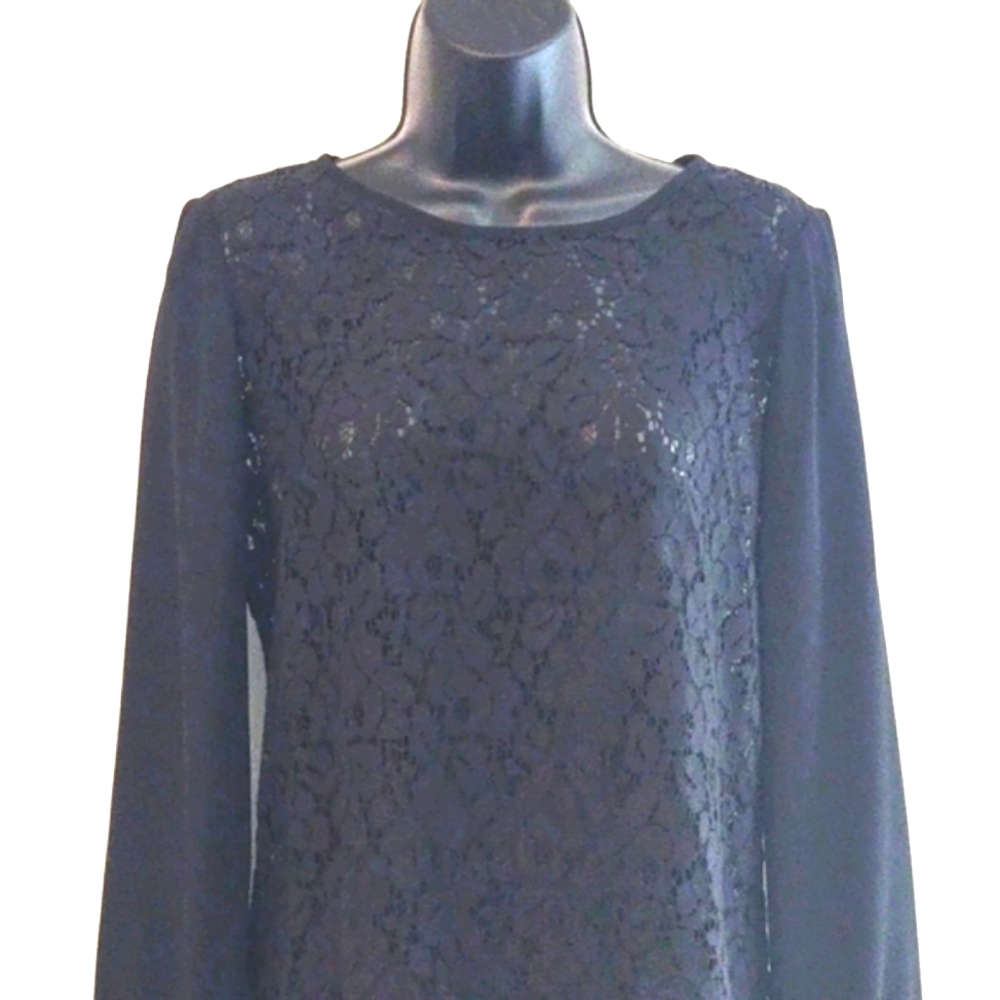 Black Banana Republic lace semi sheer blouse size small